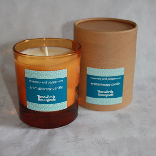 GM free soya wax candle using pure rosemary and peppermint essential oils